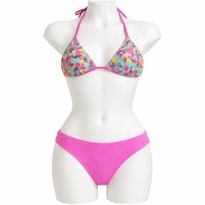Thakoon for Target Pink Abstract Floral Triangle Bikini Set Small